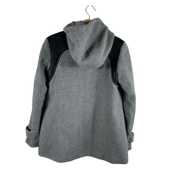 Guess Los Angeles Womens Small Gray Hooded Coat Toggle Closure Wool Blend Jacket - Picture 3 of 14